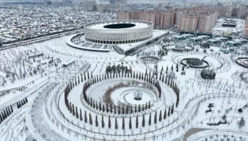 В Краснодаре показали с высоты фото заснеженного парка Галицкого