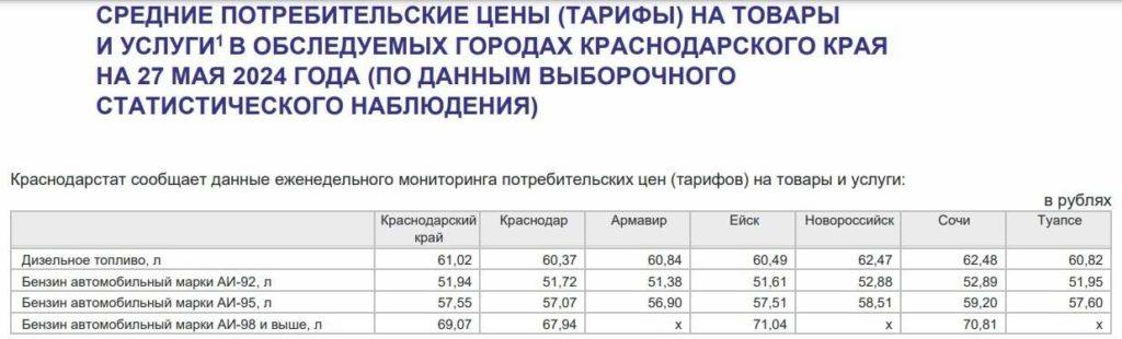 В пик турсезона подняли цены на бензин в Краснодарском крае