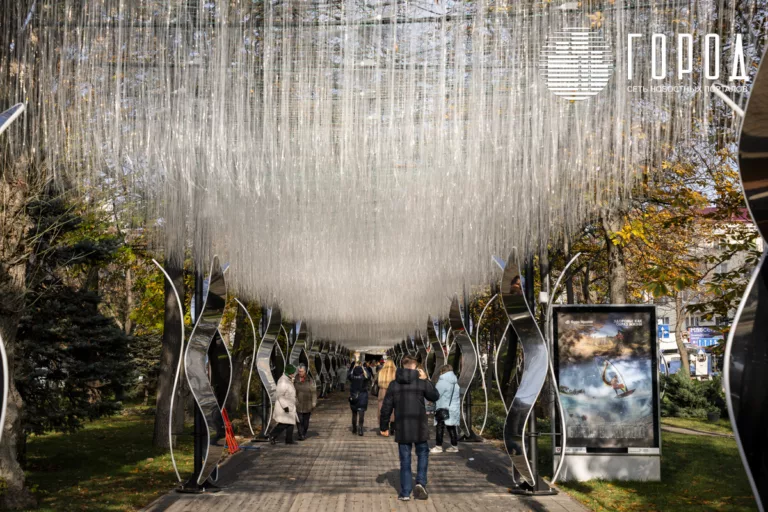 Ёлки, арки, стрекозы и «дождик»: украшенную к Новому году улицу Красную показали перед открытием