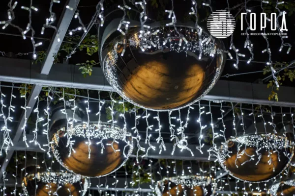 парк галицкого вечером украсили к Новому году (7)