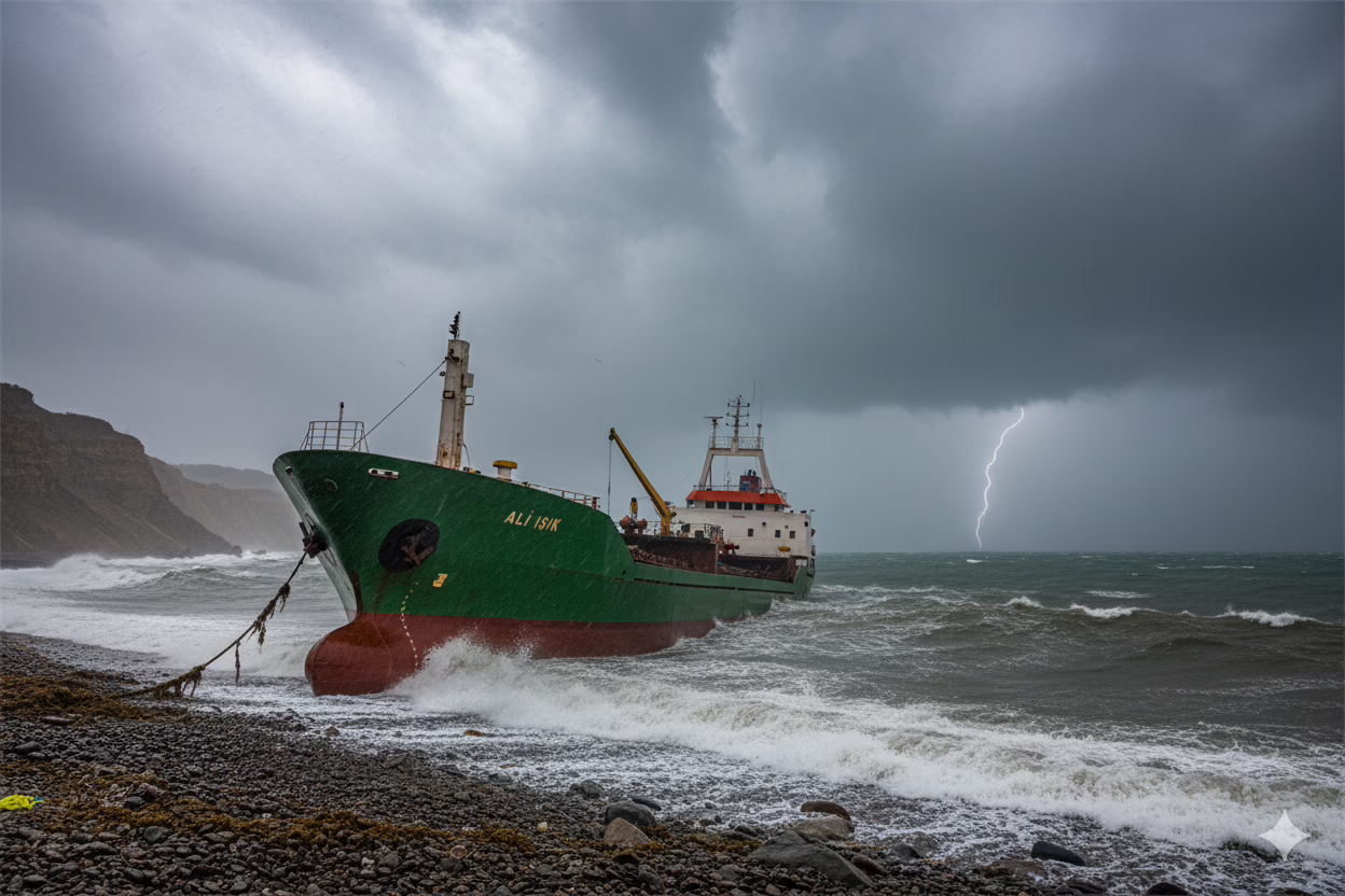 Танкер Happy Aras сель на мель у Тамани в Краснодарском крае