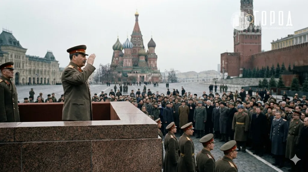 Иосиф Сталин выступает на Красной площади