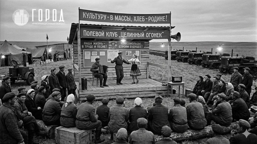 Концерт для комсомольцев при освоении целины