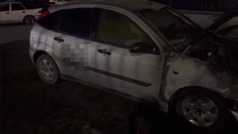 В Ейске сожгли авто с немецкими номерами и нарисовали на нём экстремистскую символику