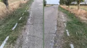 В Ейском районе дорожной разметкой красят траву